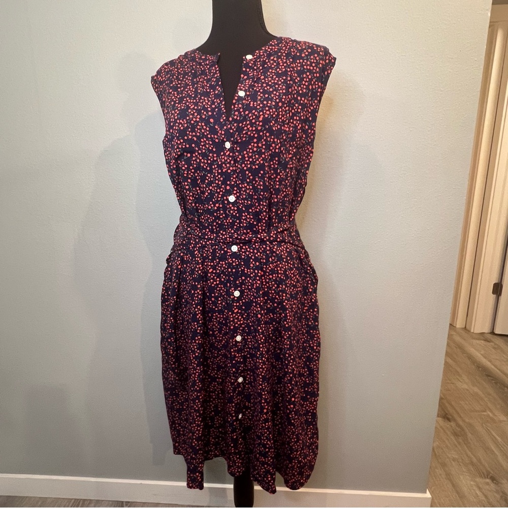 GAP Red Sleeveless Tie Front Midi Sundress